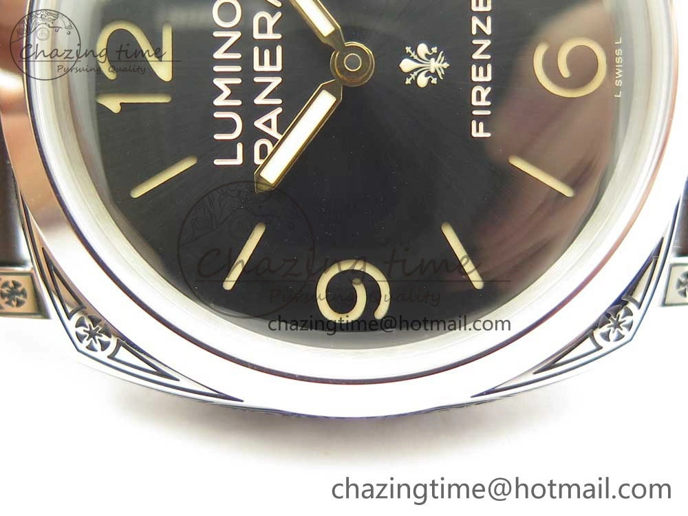 Compact PAM972 Luminor 1950 Firenze 3 Days Engraved Case & Movement V9F Best Edition on Brown Leather Strap P.3000 Super Clone 8422