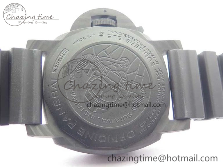 SoftTouch PAM979 Carbotech VSF Best Edition Carbon Dial on Rubber Strap P.9010 Clone (Free Leather Strap) 8404