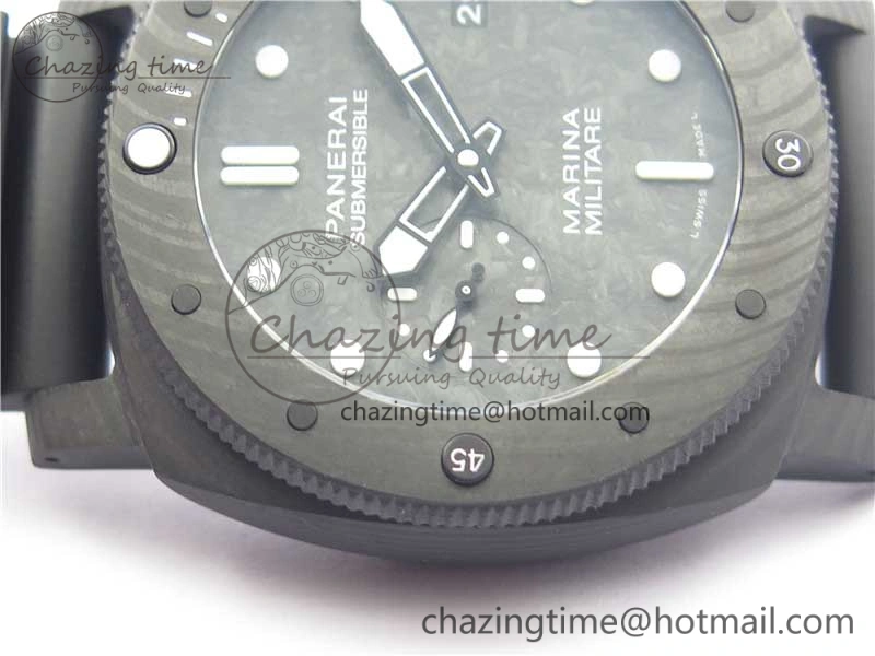 SoftTouch PAM979 Carbotech VSF Best Edition Carbon Dial on Rubber Strap P.9010 Clone (Free Leather Strap) 8404