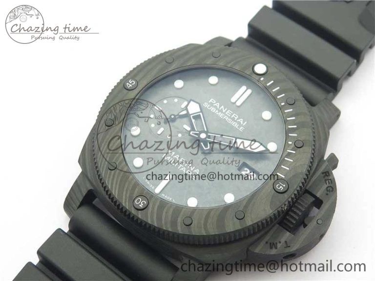 SoftTouch PAM979 Carbotech VSF Best Edition Carbon Dial on Rubber Strap P.9010 Clone (Free Leather Strap) 8404