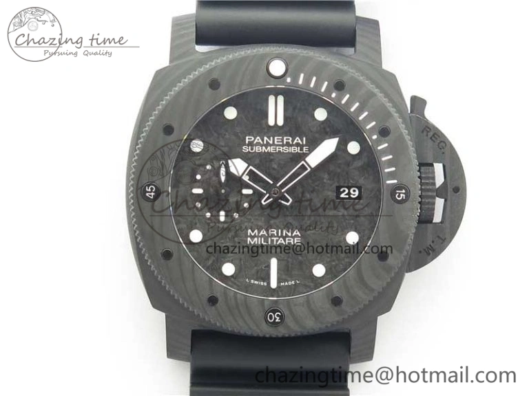 SoftTouch PAM979 Carbotech VSF Best Edition Carbon Dial on Rubber Strap P.9010 Clone (Free Leather Strap) 8404