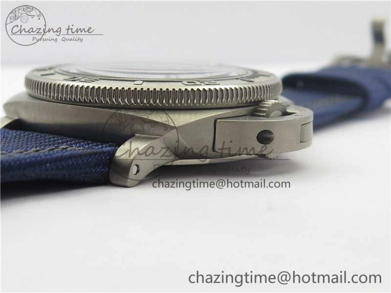 PAM985 Mike Horn Submersible VSF 1:1 Best Edition Black Dial on Blue Nylon Strap P.9010 Clone WeatherProof 8415