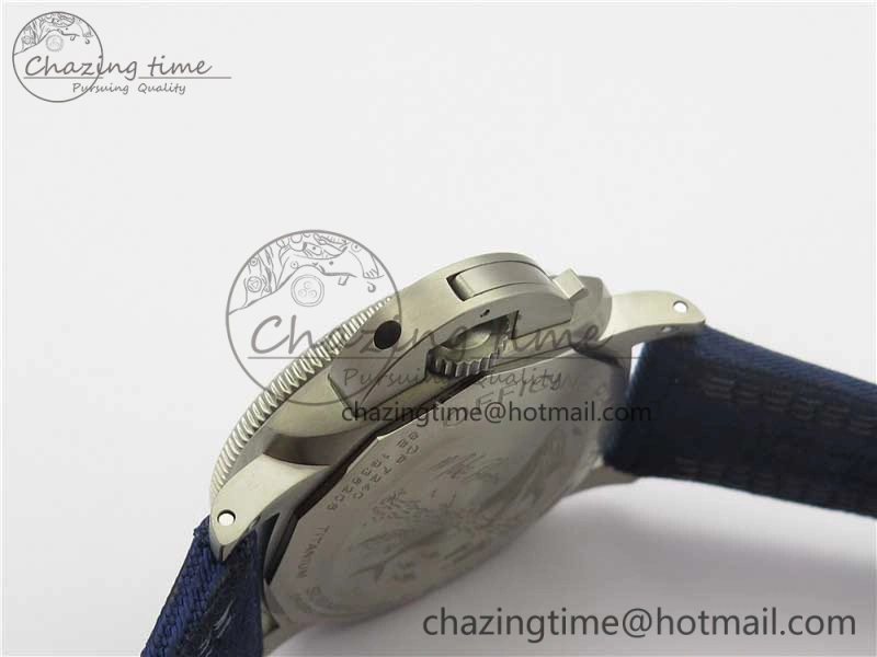 PAM985 Mike Horn Submersible VSF 1:1 Best Edition Black Dial on Blue Nylon Strap P.9010 Clone WeatherProof 8415