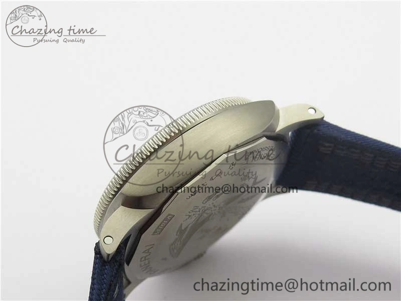PAM985 Mike Horn Submersible VSF 1:1 Best Edition Black Dial on Blue Nylon Strap P.9010 Clone WeatherProof 8415