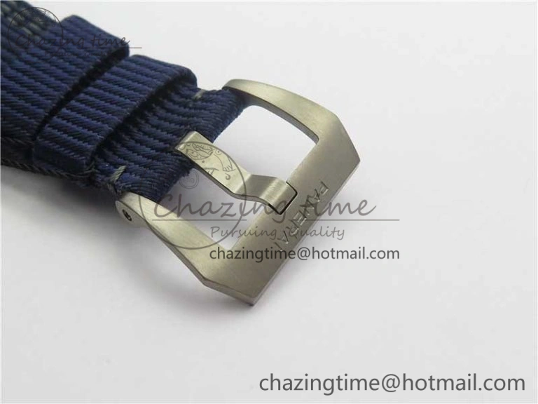 PAM985 Mike Horn Submersible VSF 1:1 Best Edition Black Dial on Blue Nylon Strap P.9010 Clone WeatherProof 8415
