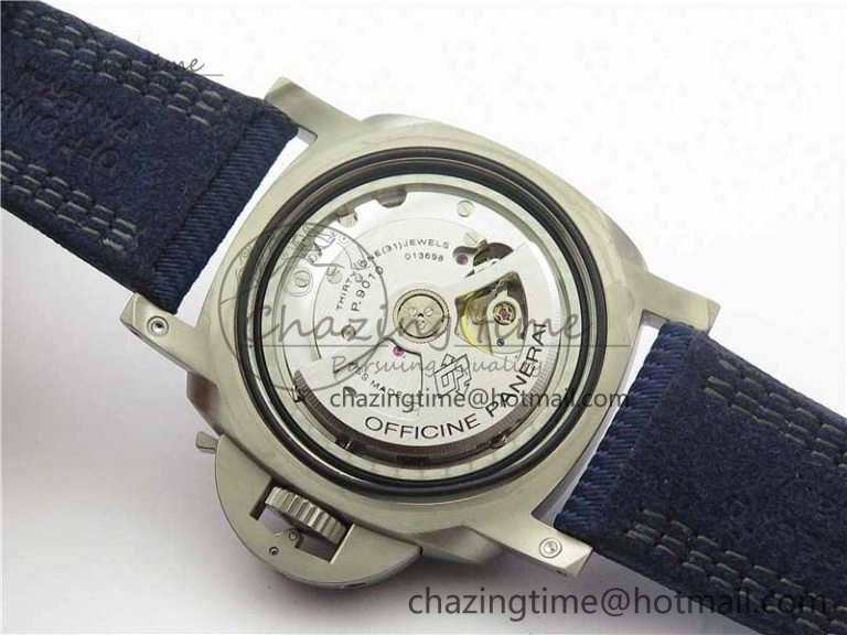 PAM985 Mike Horn Submersible VSF 1:1 Best Edition Black Dial on Blue Nylon Strap P.9010 Clone WeatherProof 8415