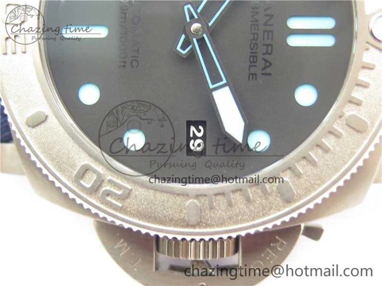 PAM985 Mike Horn Submersible VSF 1:1 Best Edition Black Dial on Blue Nylon Strap P.9010 Clone WeatherProof 8415