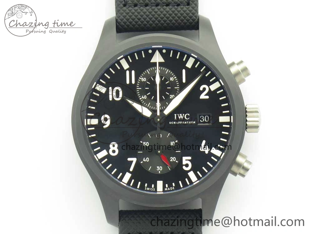 PILOT IW389001 ZF 1:1 Best Edition Ceramic Case Black Dial on Nylon Strap A7750 (Same Function As Genuine) GoodFit 7158