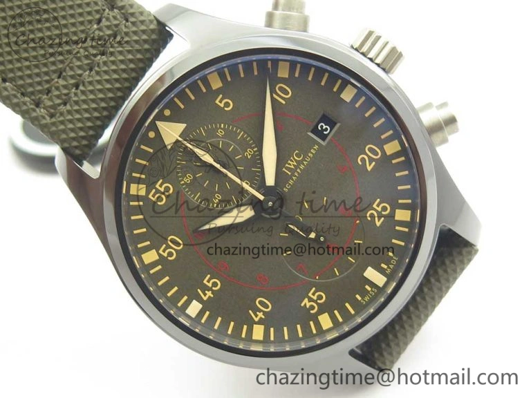 PILOT IW389001 ZF 1:1 Best Edition Ceramic Case Green Dial on Green Nylon Strap A7750 (Function Same As Genuine) WellDesigned 7160