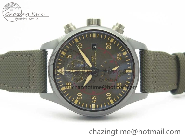 PILOT IW389001 ZF 1:1 Best Edition Ceramic Case Green Dial on Green Nylon Strap A7750 (Function Same As Genuine) WellDesigned 7160