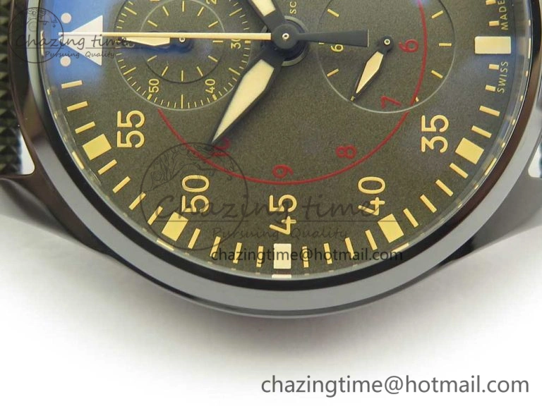 PILOT IW389001 ZF 1:1 Best Edition Ceramic Case Green Dial on Green Nylon Strap A7750 (Function Same As Genuine) WellDesigned 7160