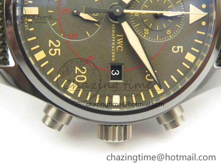 PILOT IW389001 ZF 1:1 Best Edition Ceramic Case Green Dial on Green Nylon Strap A7750 (Function Same As Genuine) WellDesigned 7160