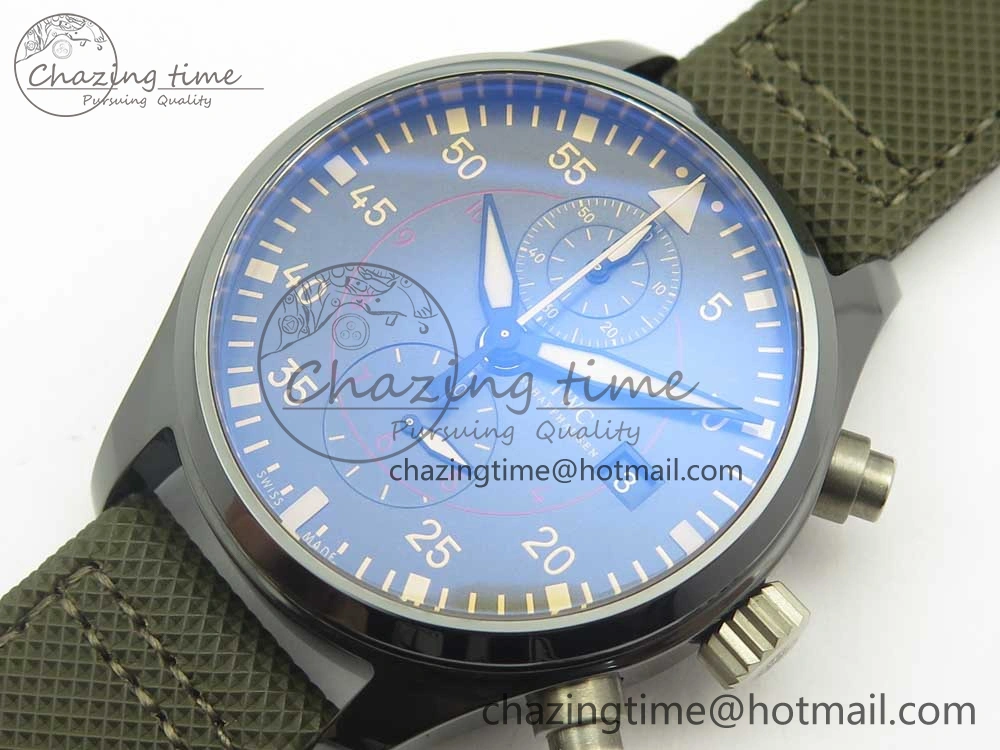 PILOT IW389001 ZF 1:1 Best Edition Ceramic Case Green Dial on Green Nylon Strap A7750 (Function Same As Genuine) WellDesigned 7160