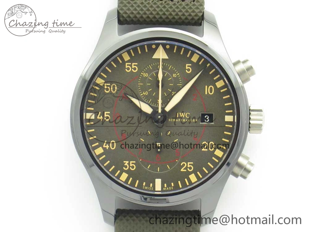 PILOT IW389001 ZF 1:1 Best Edition Ceramic Case Green Dial on Green Nylon Strap A7750 (Function Same As Genuine) WellDesigned 7160