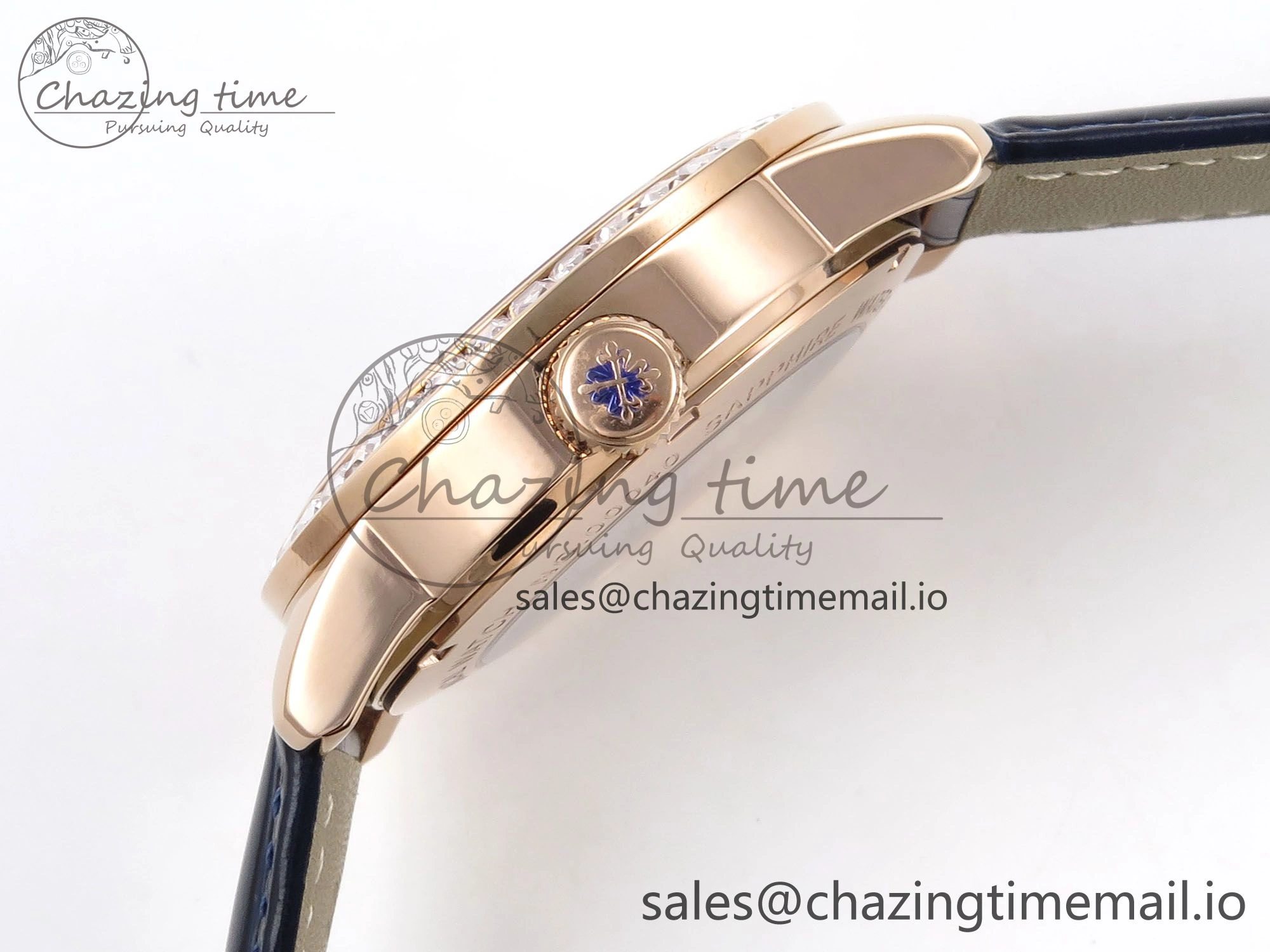 PP Tourbillon RG Diamonds Bezel RMSF Edition Black Starry Dial on Blue Leather Strap Contemporary 8682