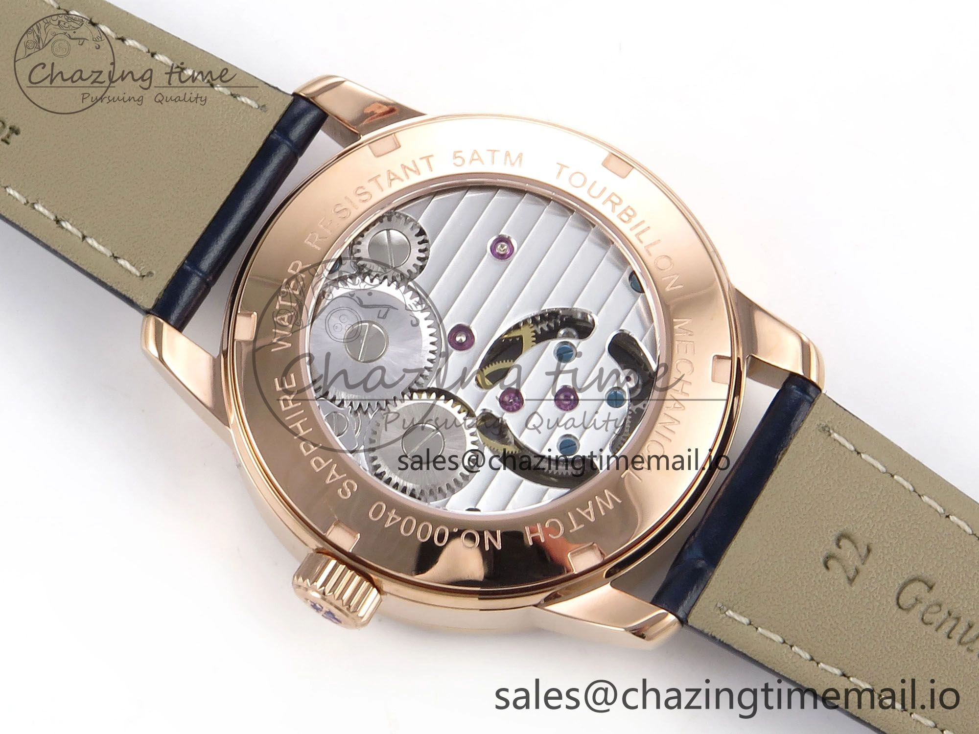 PP Tourbillon RG Diamonds Bezel RMSF Edition Black Starry Dial on Blue Leather Strap Contemporary 8682