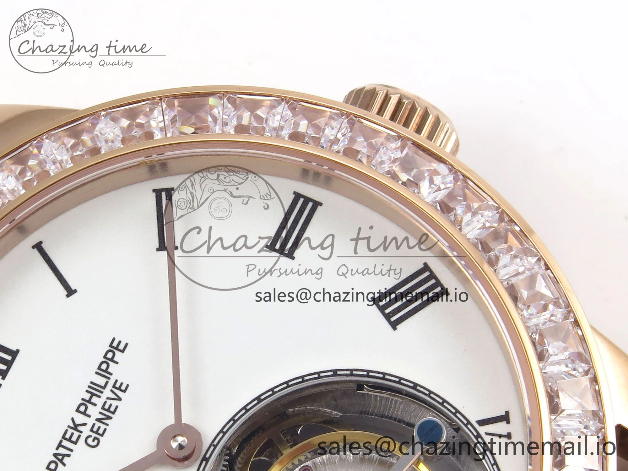 PP Tourbillon RG Diamonds Bezel RMSF Edition White Dial on Brown Leather Strap SportInspired 8681