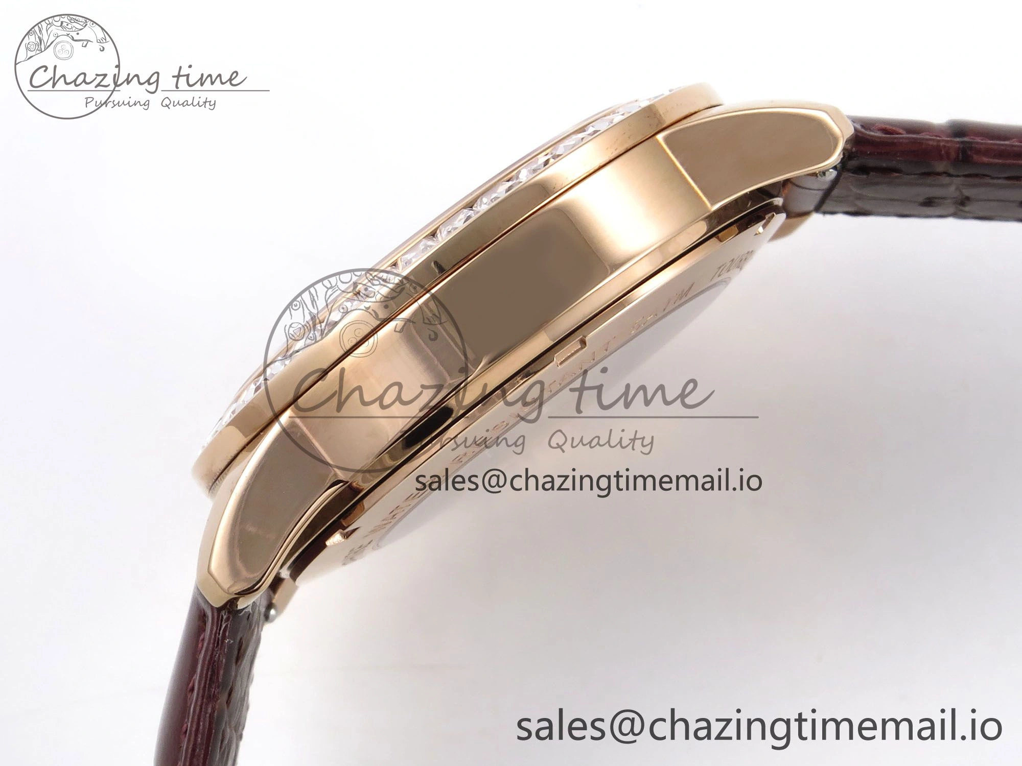 PP Tourbillon RG Diamonds Bezel RMSF Edition White Dial on Brown Leather Strap SportInspired 8681