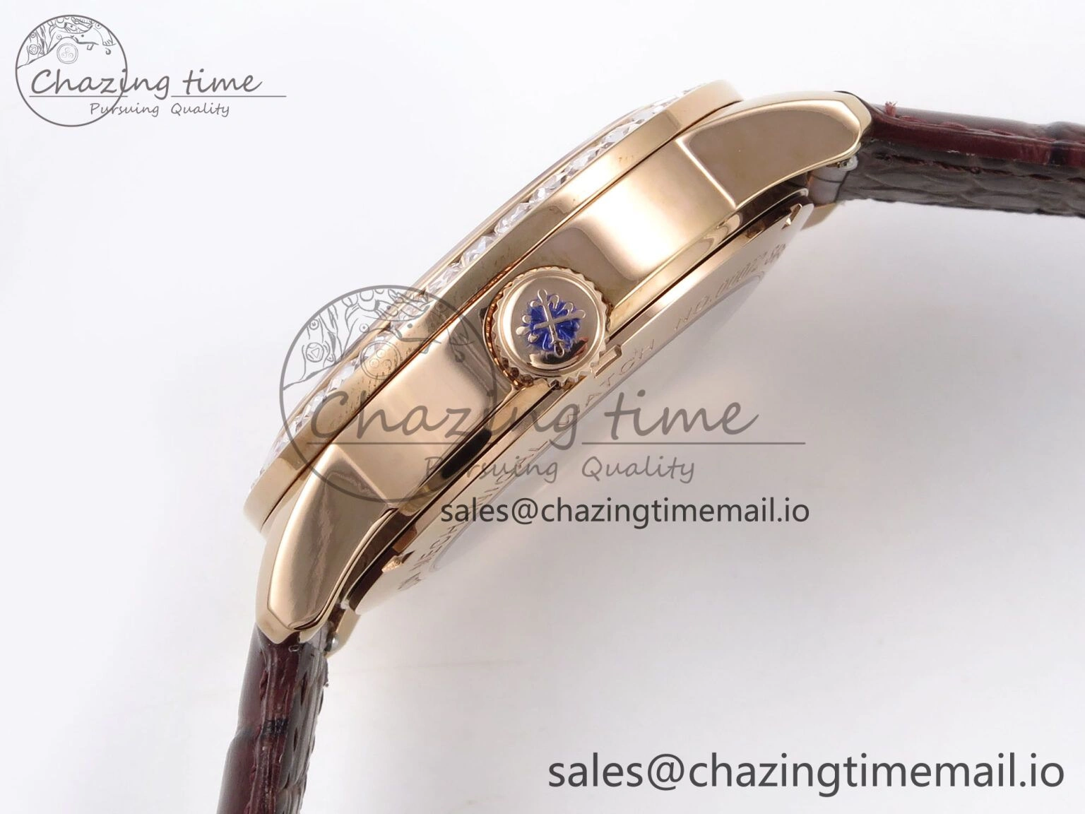 PP Tourbillon RG Diamonds Bezel RMSF Edition White Dial on Brown Leather Strap SportInspired 8681