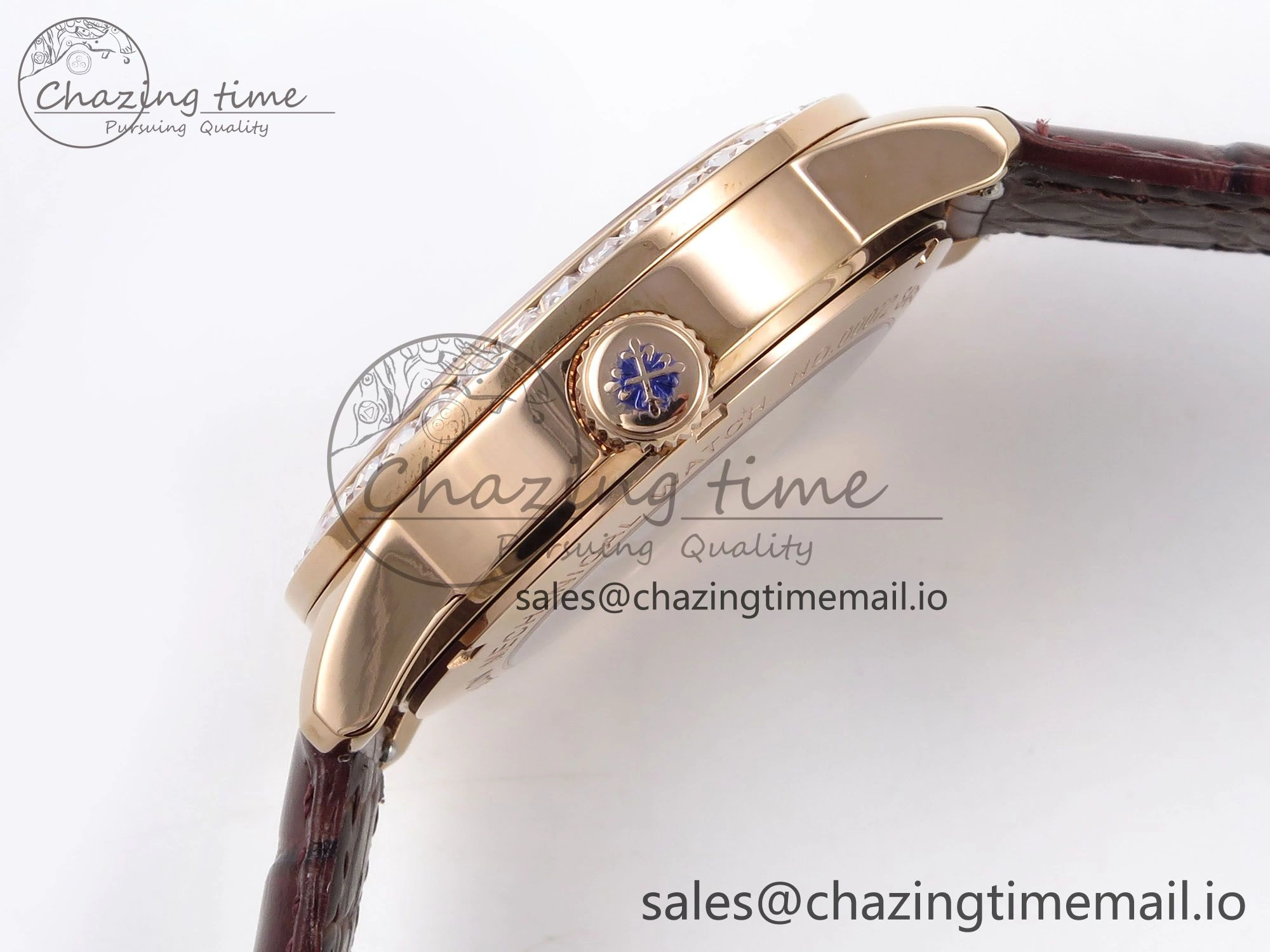 PP Tourbillon RG Diamonds Bezel RMSF Edition White Dial on Brown Leather Strap SportInspired 8681