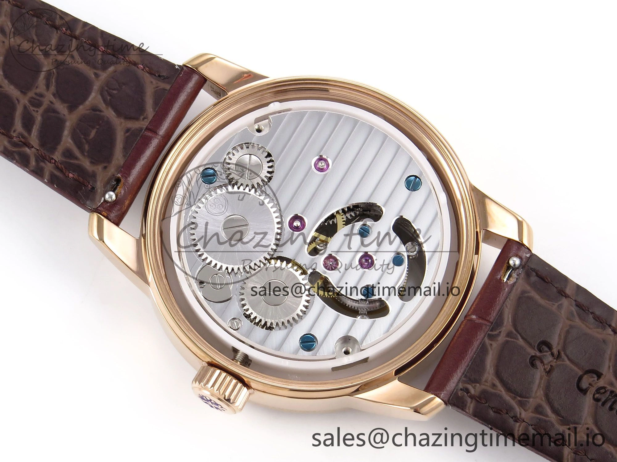PP Tourbillon RG Diamonds Bezel RMSF Edition White Dial on Brown Leather Strap SportInspired 8681