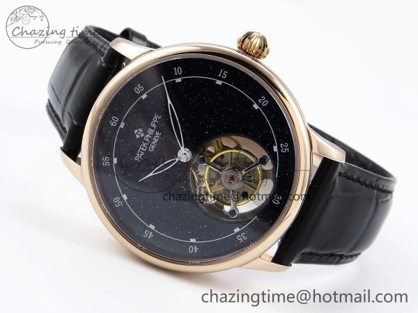 PP Tourbillon RG RMSF Edition Blue Dial on Blue Leather Strap Trendy 9869