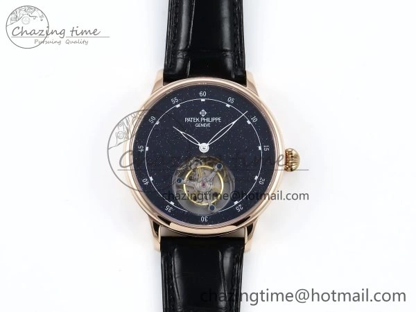 PP Tourbillon RG RMSF Edition Blue Dial on Blue Leather Strap Trendy 9869