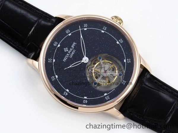 PP Tourbillon RG RMSF Edition Blue Dial on Blue Leather Strap Trendy 9869
