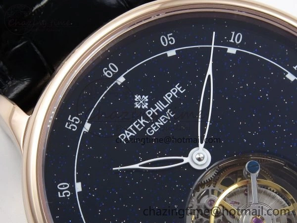 PP Tourbillon RG RMSF Edition Blue Dial on Blue Leather Strap Trendy 9869