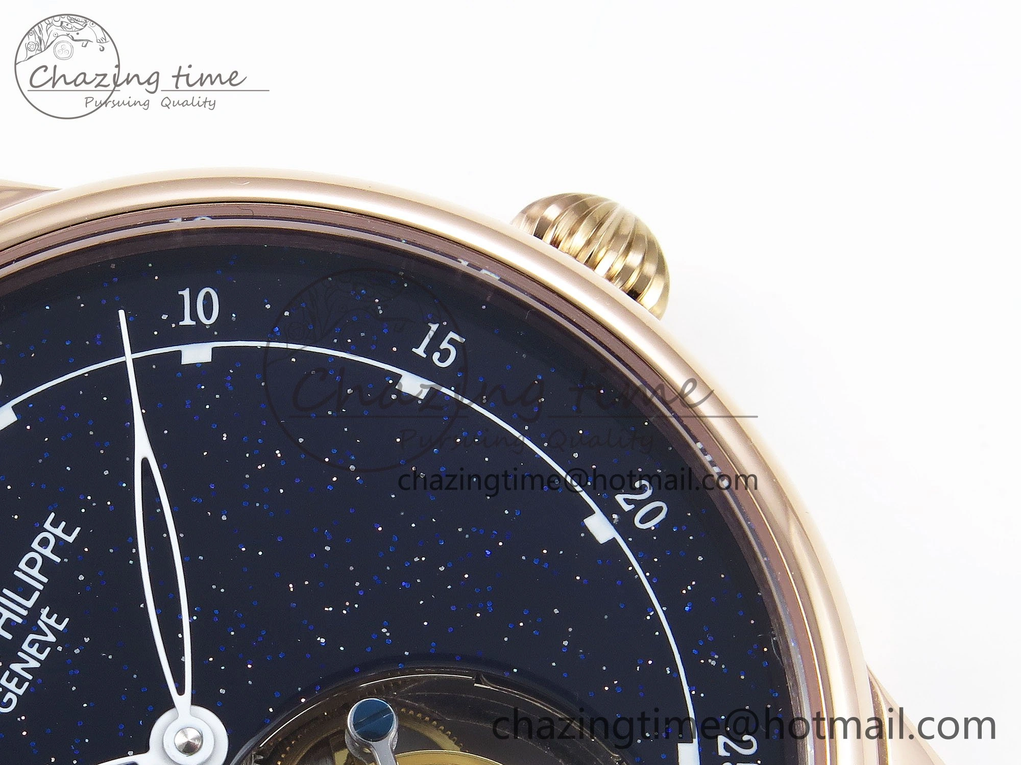 PP Tourbillon RG RMSF Edition Blue Dial on Blue Leather Strap Trendy 9869
