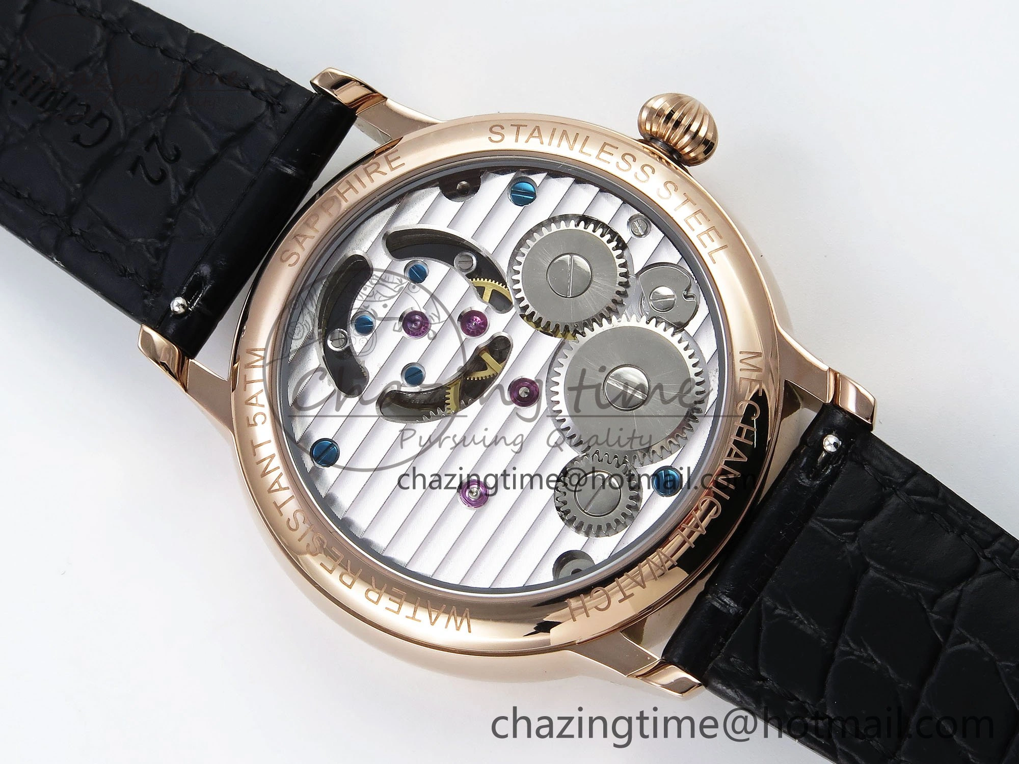 PP Tourbillon RG RMSF Edition Blue Dial on Blue Leather Strap Trendy 9869