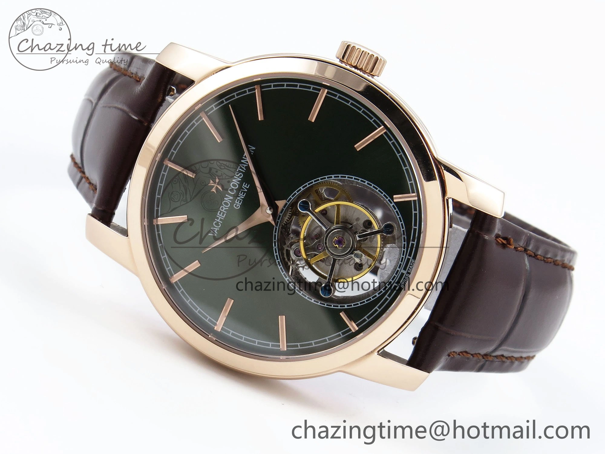 PP Tourbillon RG RMSF Edition Green Dial on Brown Leather Strap Functional 9870
