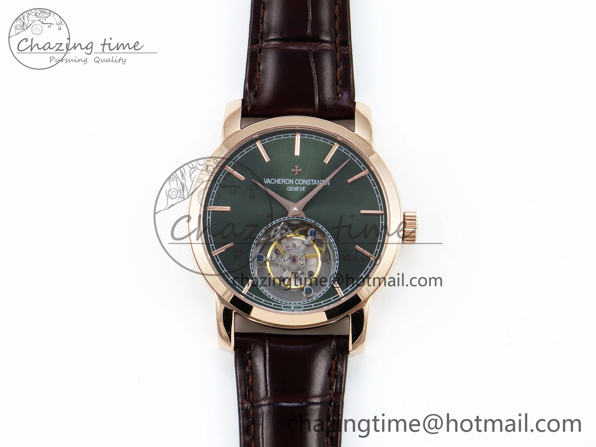 PP Tourbillon RG RMSF Edition Green Dial on Brown Leather Strap Functional 9870