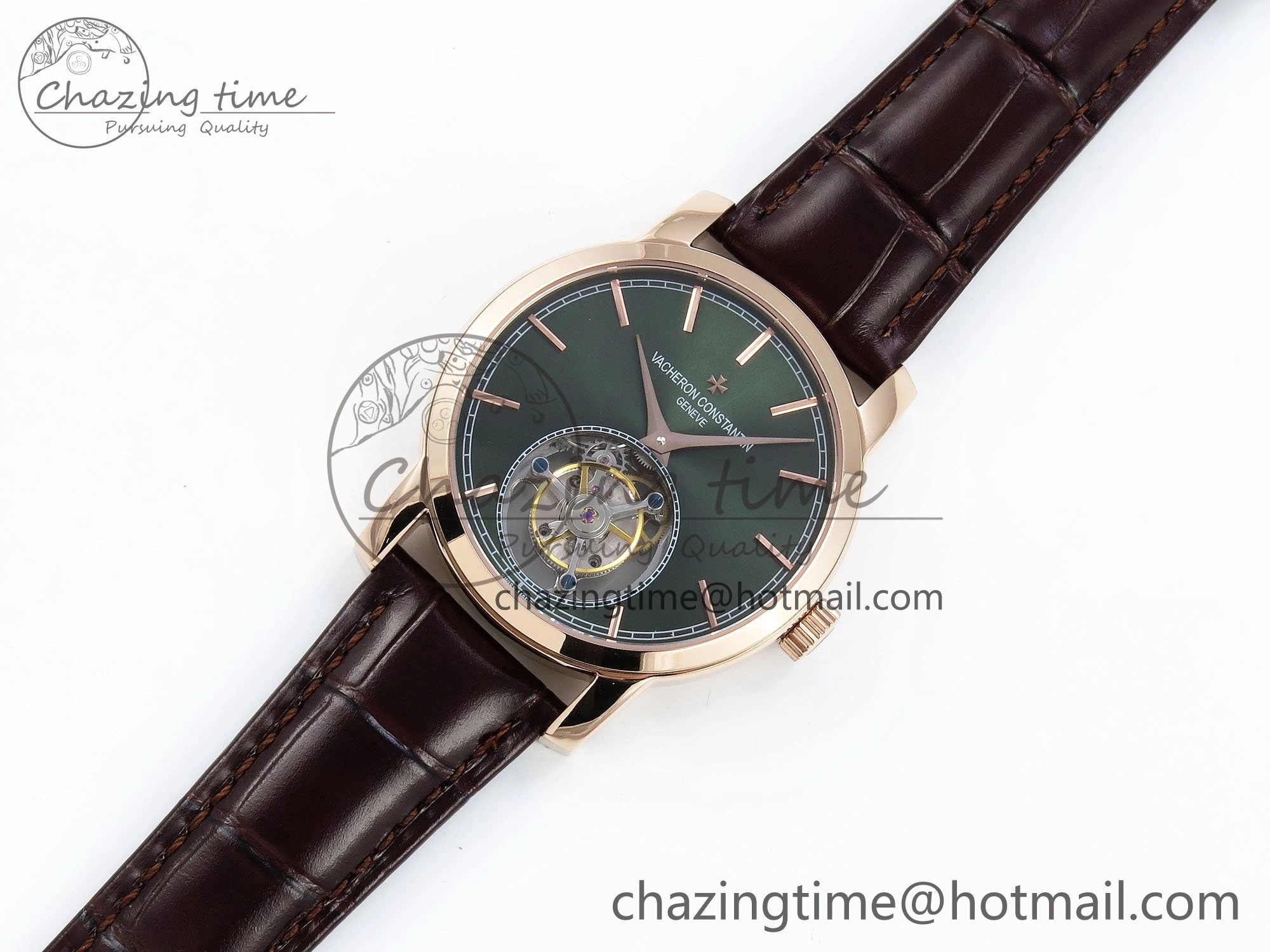 PP Tourbillon RG RMSF Edition Green Dial on Brown Leather Strap Functional 9870