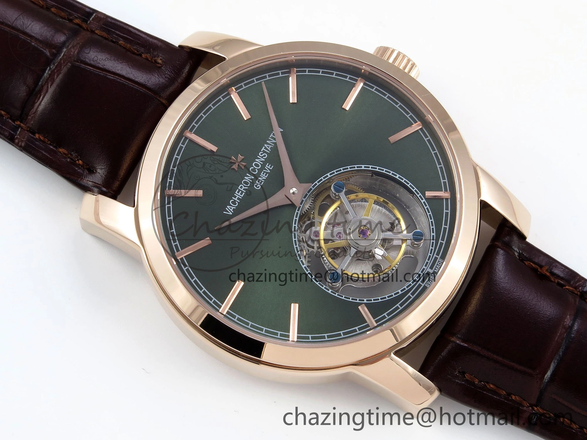 PP Tourbillon RG RMSF Edition Green Dial on Brown Leather Strap Functional 9870
