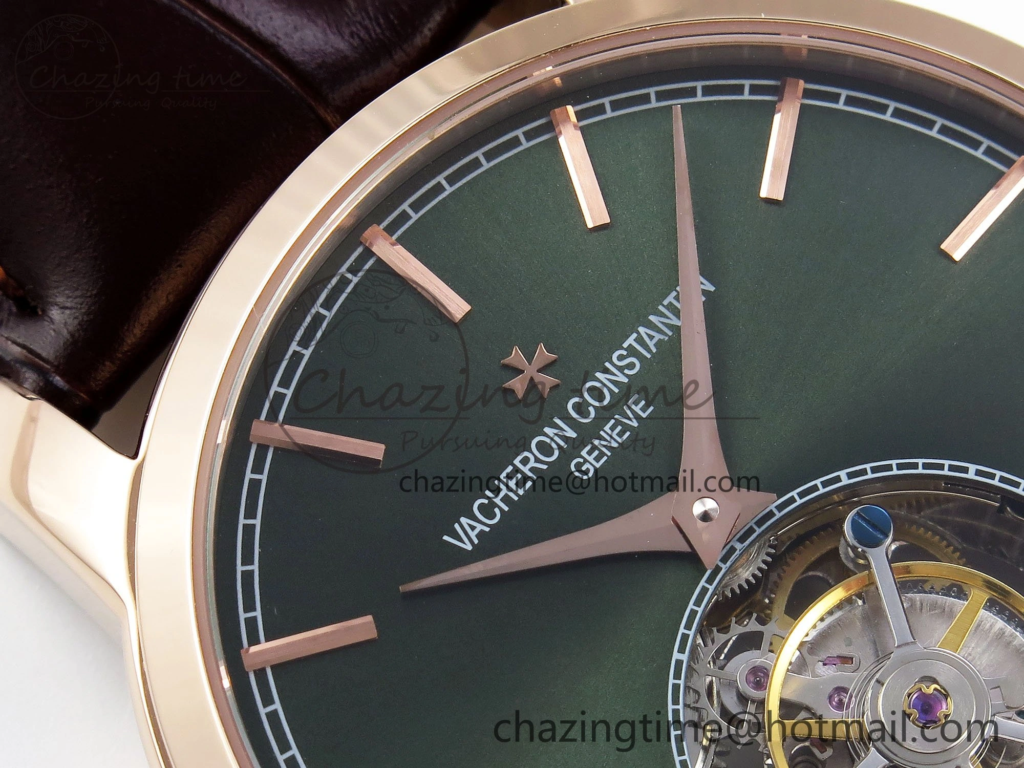 PP Tourbillon RG RMSF Edition Green Dial on Brown Leather Strap Functional 9870