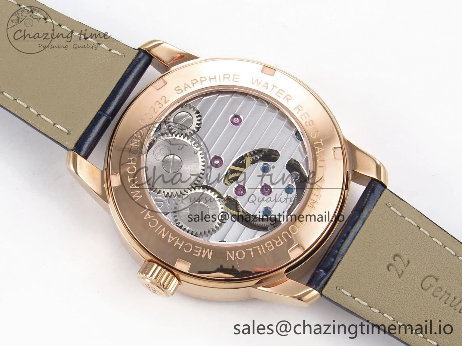 PP Tourbillon RG Rainbow Bezel RMSF Edition Black Starry Dial on Blue Leather Strap Tailored 8685