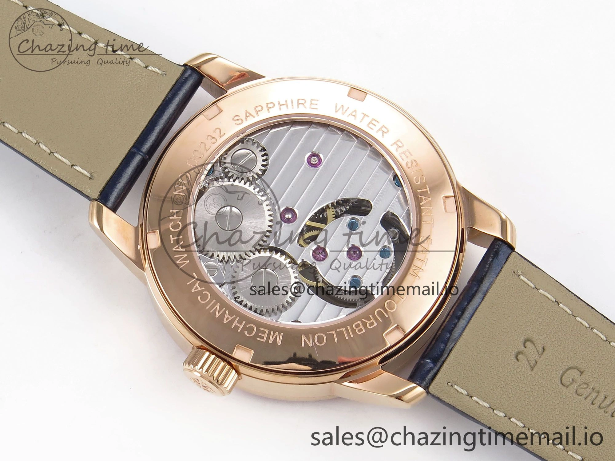 PP Tourbillon RG Rainbow Bezel RMSF Edition Black Starry Dial on Blue Leather Strap Tailored 8685