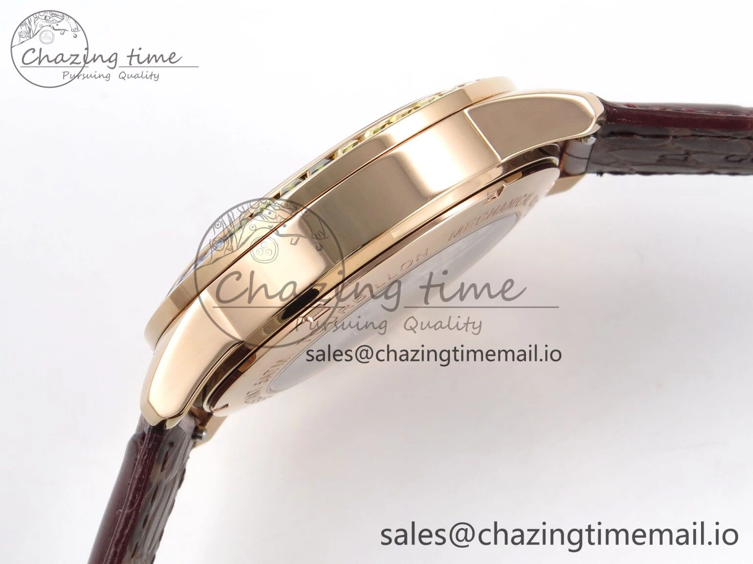 Sleek PP Tourbillon RG Rainbow Bezel RMSF Edition White Dial on Brown Leather Strap 8686