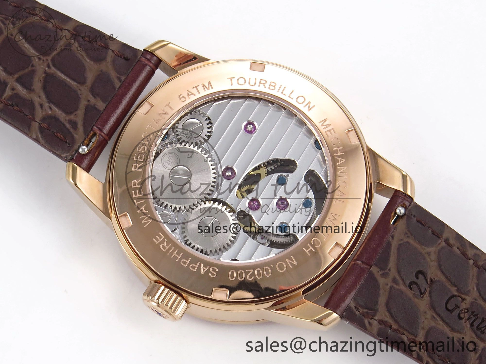 Sleek PP Tourbillon RG Rainbow Bezel RMSF Edition White Dial on Brown Leather Strap 8686