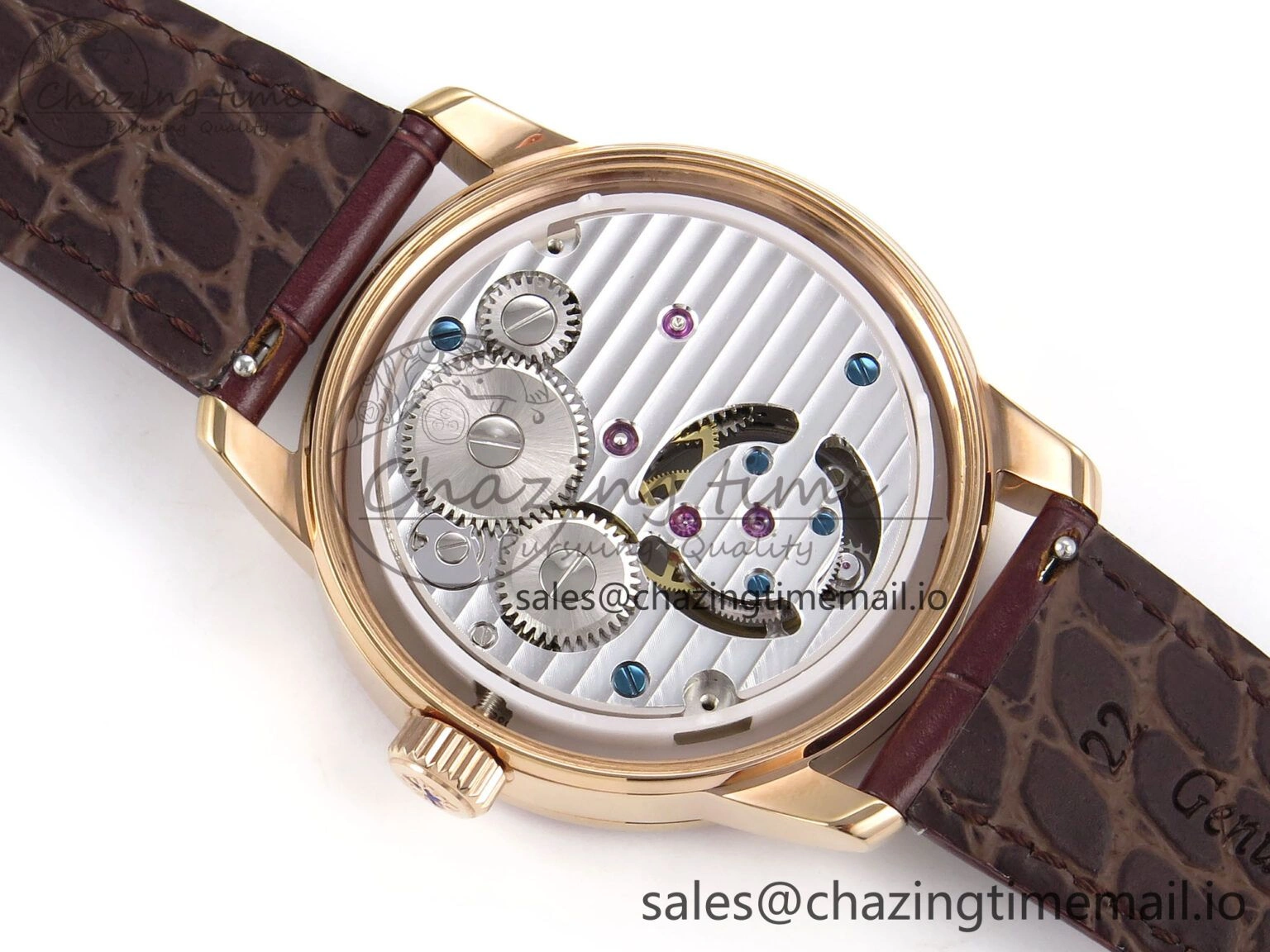 Sleek PP Tourbillon RG Rainbow Bezel RMSF Edition White Dial on Brown Leather Strap 8686