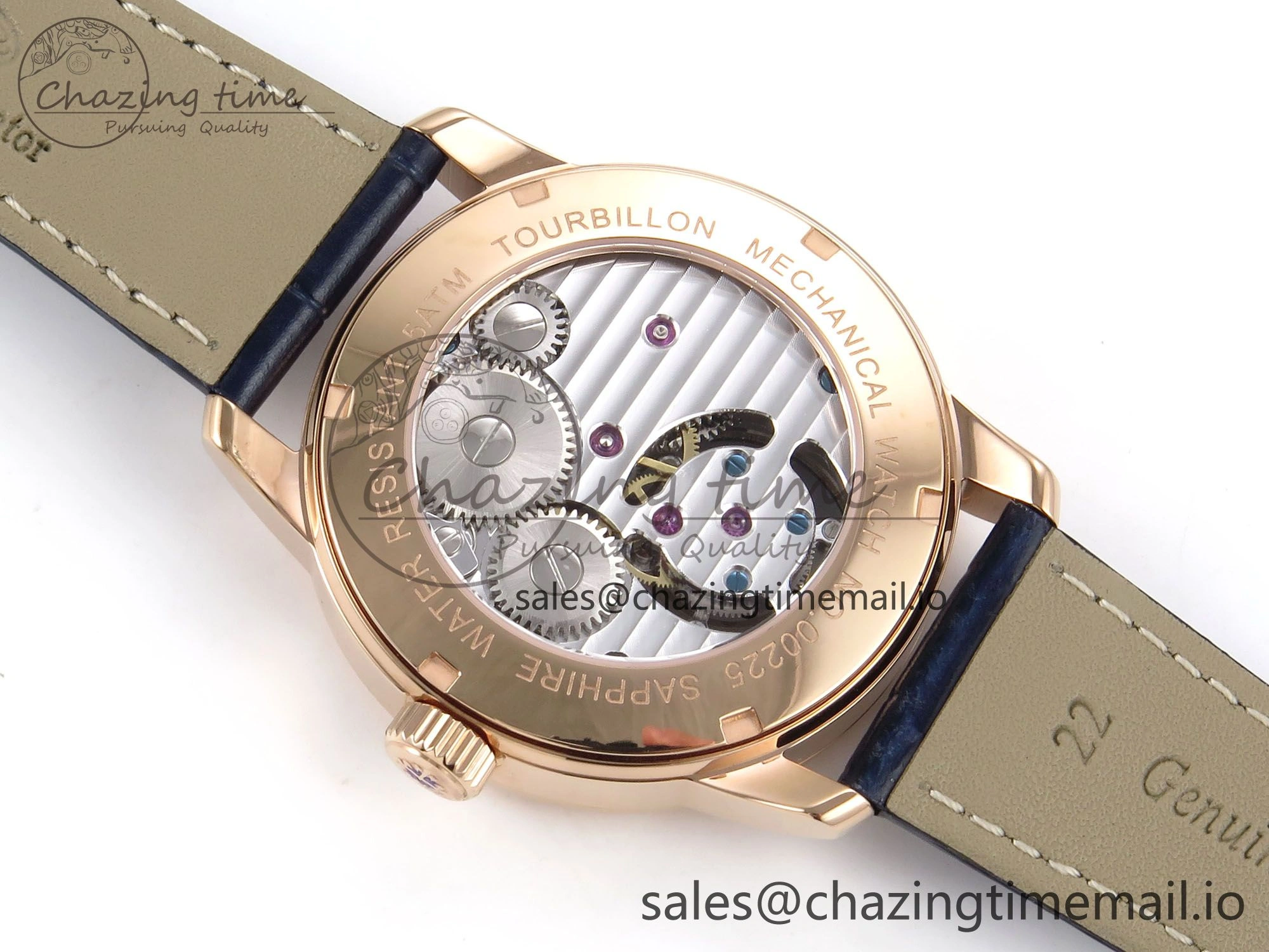PP Tourbillon RG Texuted Bezel RMSF Edition Black Starry Dial on Blue Leather Strap MultiPurpose 8689