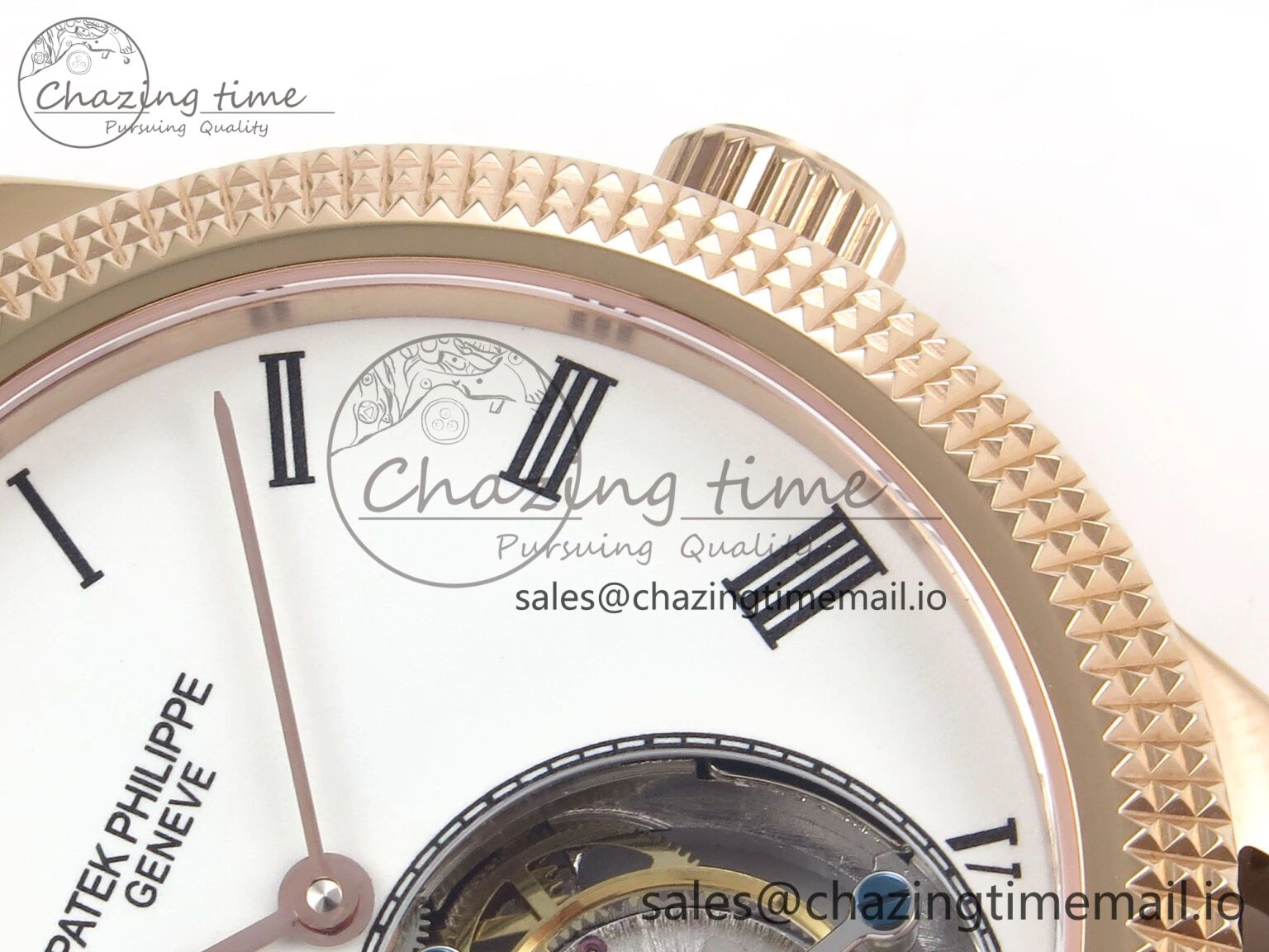 TravelReady PP Tourbillon RG Texuted Bezel RMSF Edition White Dial on Brown Leather Strap 8690