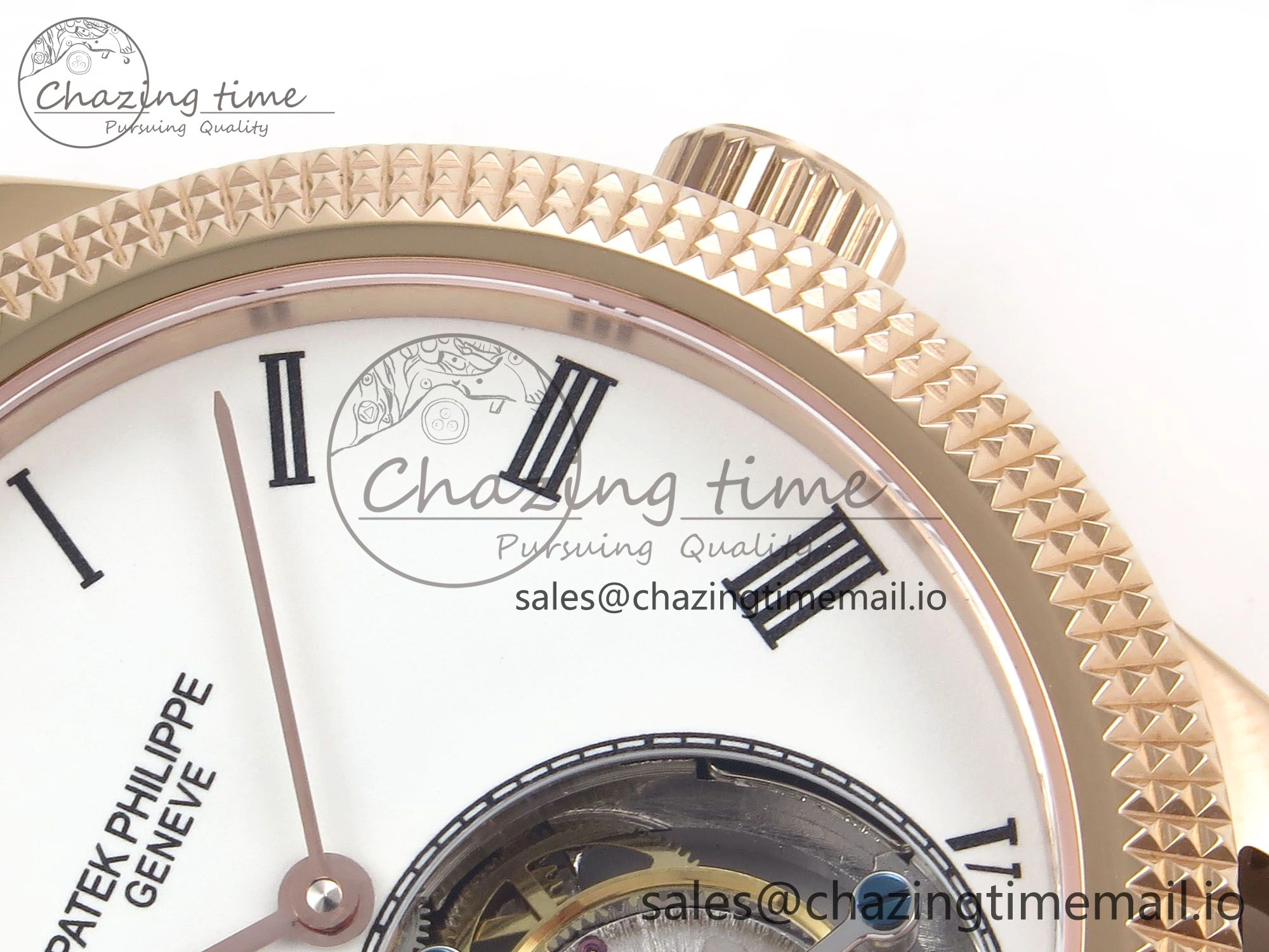 TravelReady PP Tourbillon RG Texuted Bezel RMSF Edition White Dial on Brown Leather Strap 8690