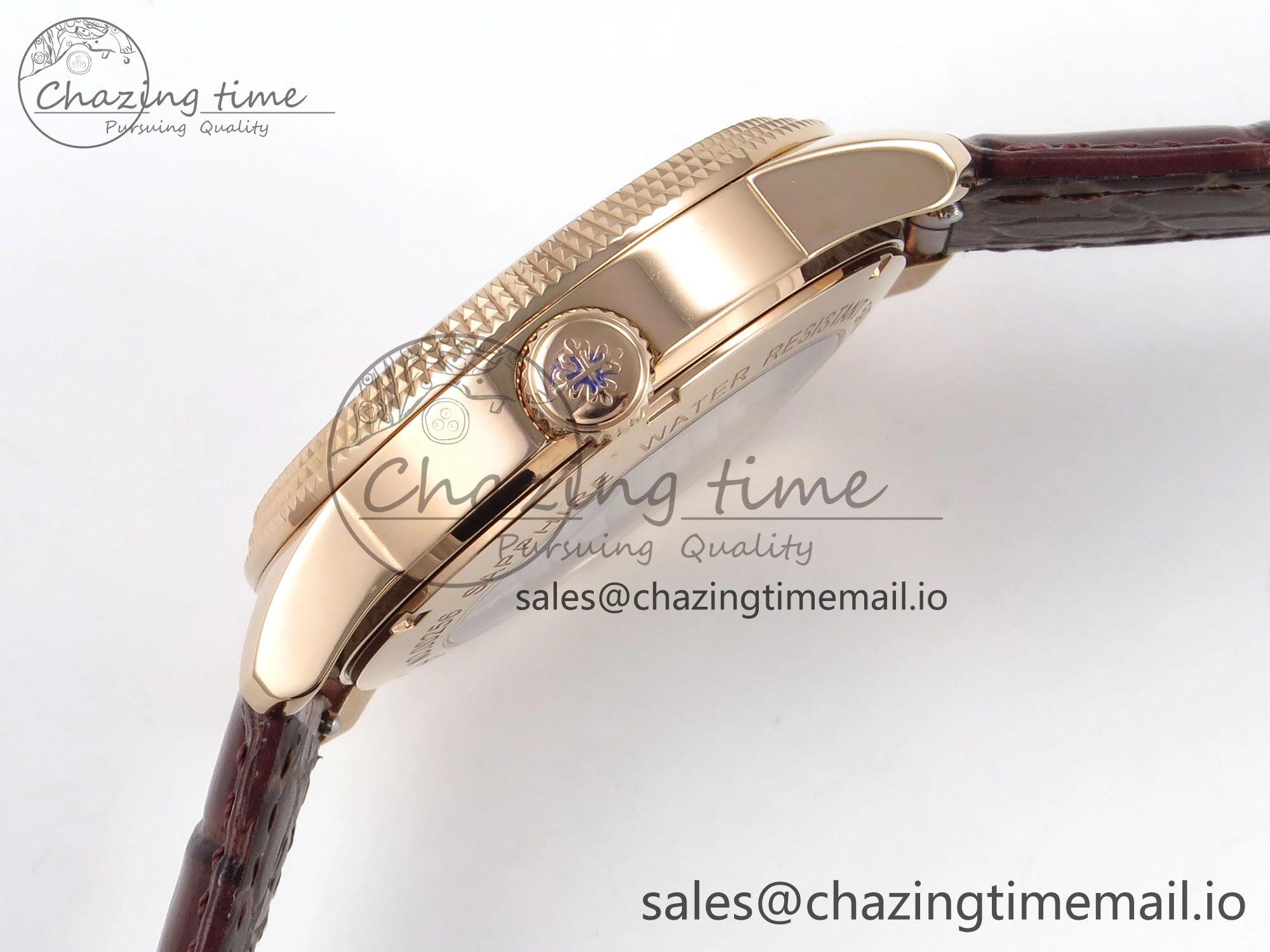 TravelReady PP Tourbillon RG Texuted Bezel RMSF Edition White Dial on Brown Leather Strap 8690