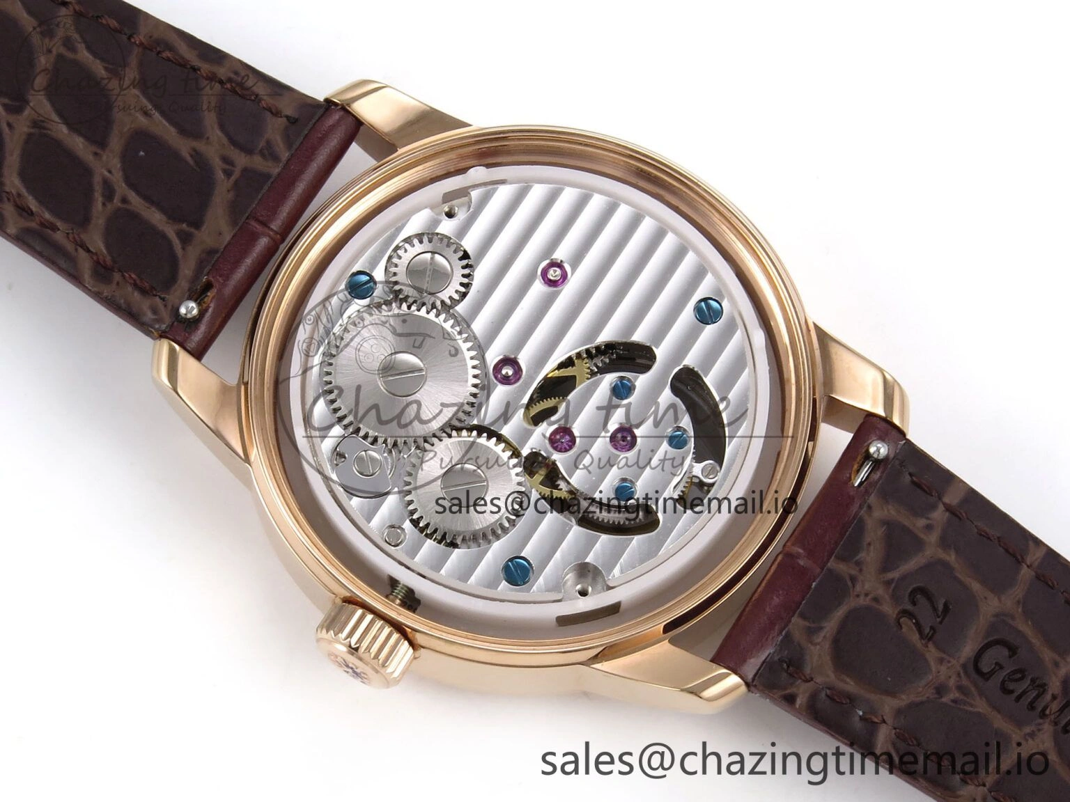 TravelReady PP Tourbillon RG Texuted Bezel RMSF Edition White Dial on Brown Leather Strap 8690