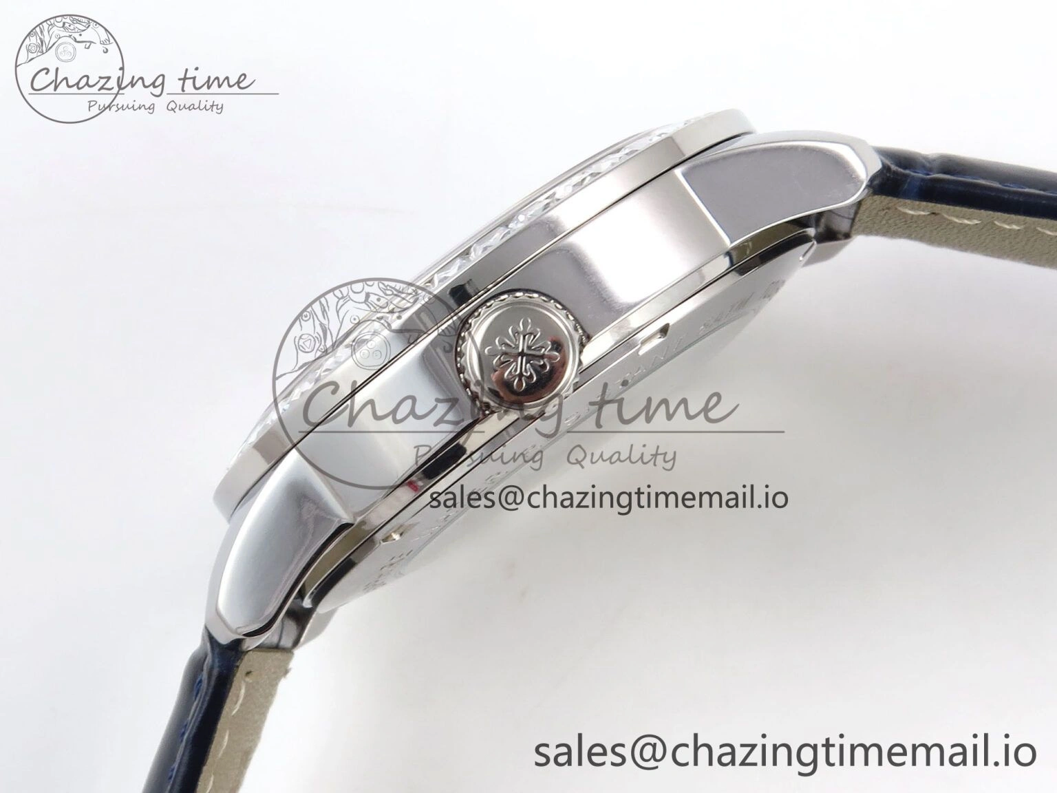 PP Tourbillon SS Diamonds Bezel RMSF Edition Black Starry Dial on Blue Leather Strap Thermal 8683