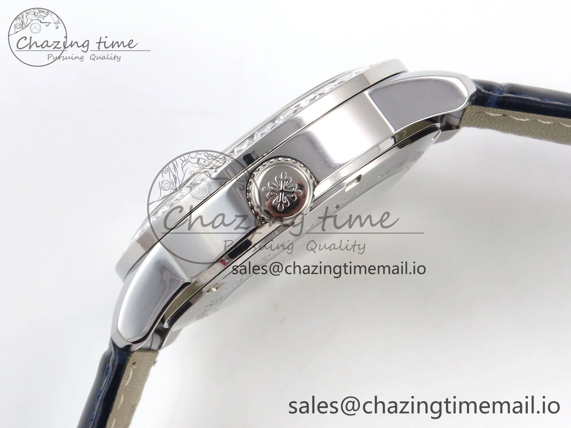 PP Tourbillon SS Diamonds Bezel RMSF Edition Black Starry Dial on Blue Leather Strap Thermal 8683