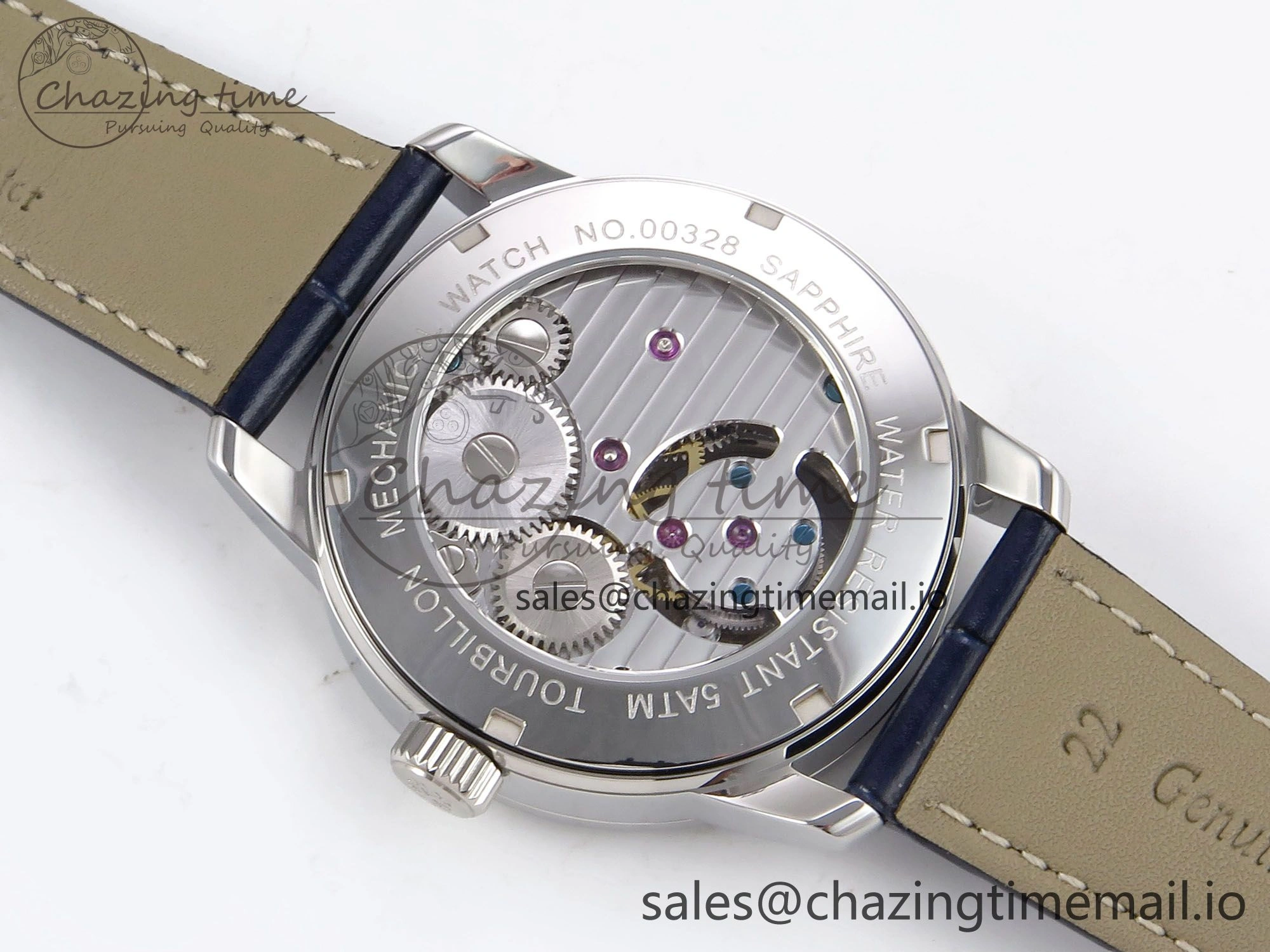 PP Tourbillon SS Diamonds Bezel RMSF Edition Black Starry Dial on Blue Leather Strap Thermal 8683