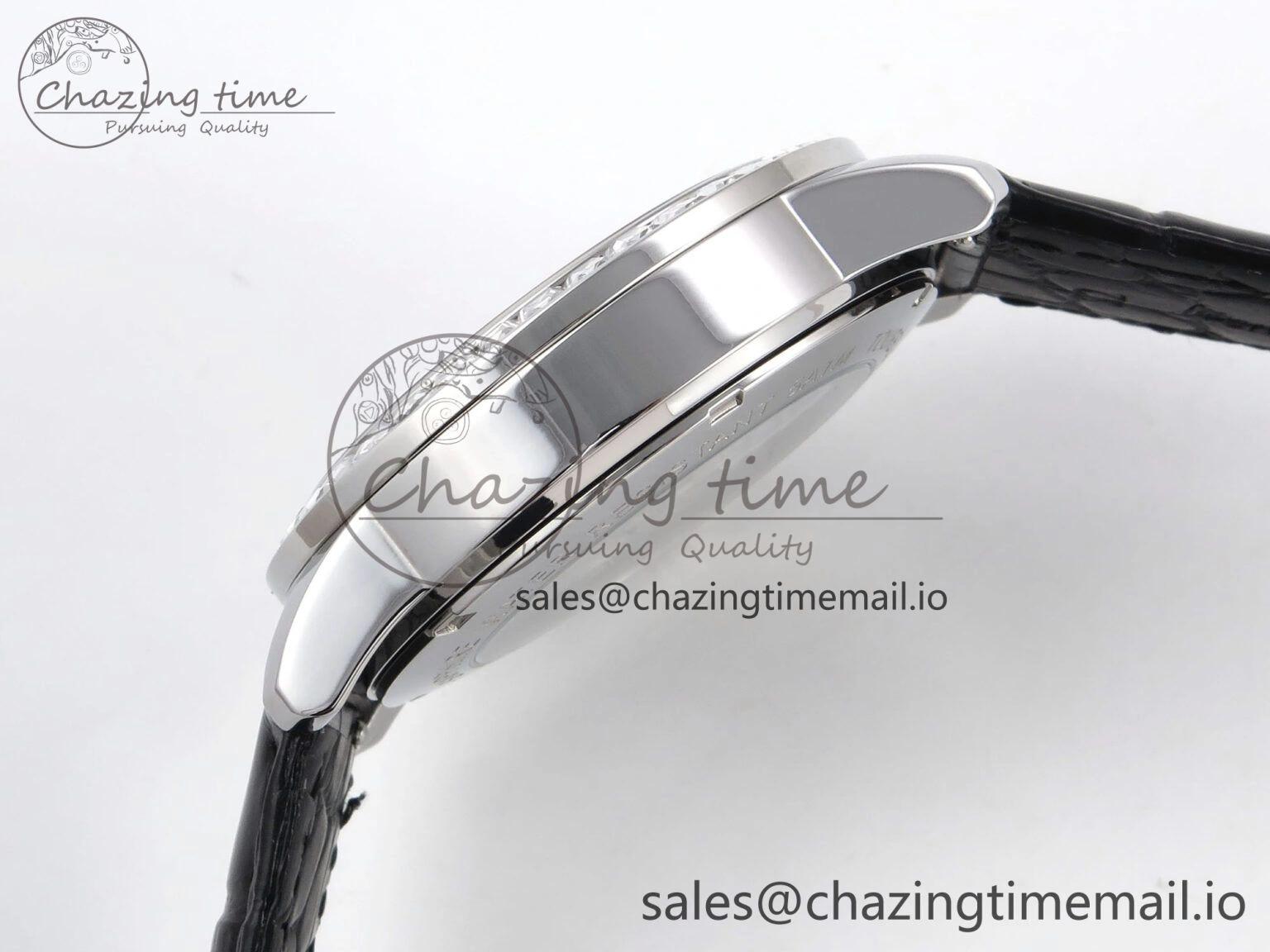 Vibrant PP Tourbillon SS Diamonds Bezel RMSF Edition White Dial on Black Leather Strap 8684